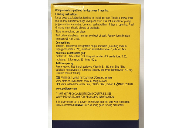 Pedigree Dentastix Daily Dental Chews for Large Dogs (25kg+) – Pack of 21 Sticks