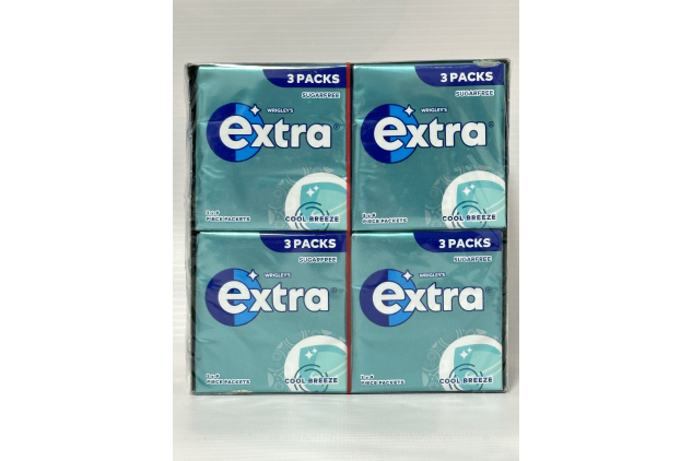 Extra Sugar-Free Chewing Gum Cool Breeze – 540 Pieces (20 Packs of 3 x 9), With Xylitol, Freshens Breath & Supports Oral Health