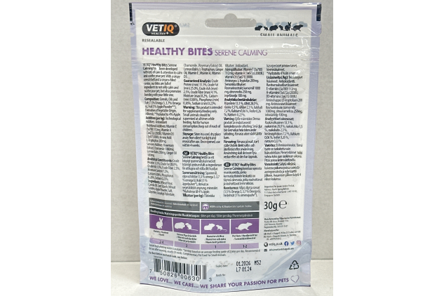 VETIQ Healthy Bites Serene Calming Treats – 8 × 30g | Small Animal Stress Support | Chamomile & Lemon Balm