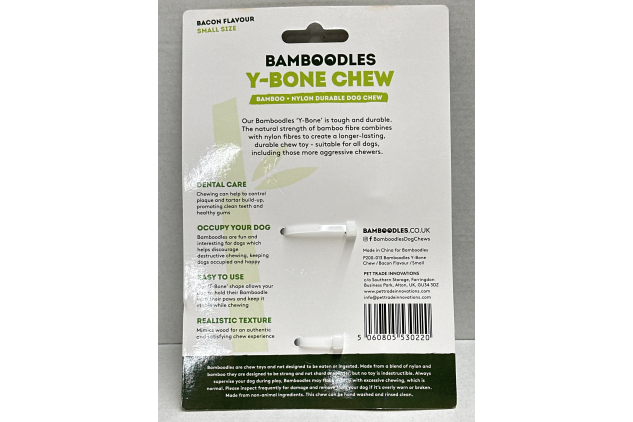 Bamboodles Y-Shape Dog Chew Toy | Nylon Durable | For Smaller Dogs | Bacon Flavour (Pack Of 1)