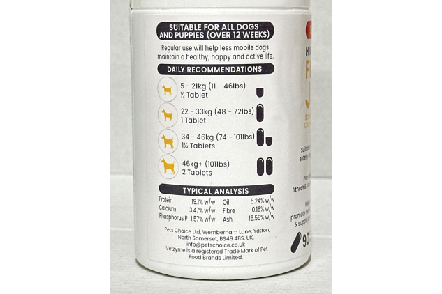 Vetzyme Joint Supplements for Senior Dogs 90 Tabs – Glucosamine & Chondroitin
