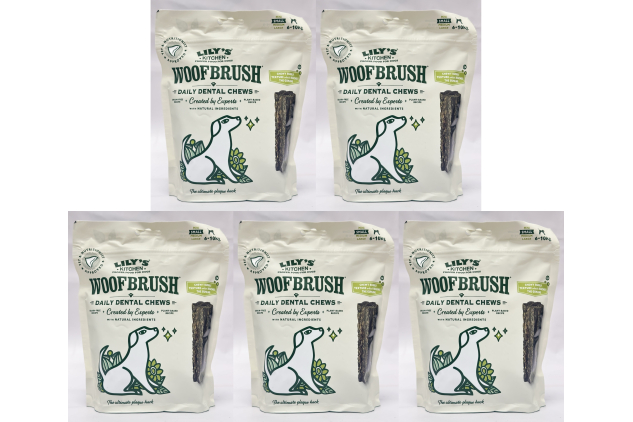 Lilys Kitchen Woofbrush Dental Chews for Small Dogs | Natural Daily Dental Sticks | 5 Packs (35 Chews Total)