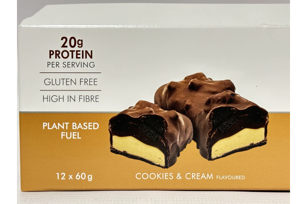 Youthful Living Vegan Protein Bar – Cookies and Cream | 24 x 60g | 20g Protein | Gluten Free, High Fibre