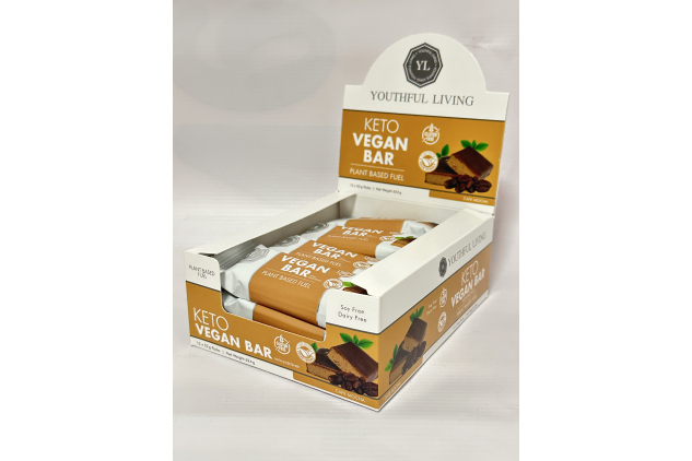 Keto Vegan Snack – Cafe Mocha | 12 x 52g | Vegan, Gluten Free, Soy & Dairy Free | High Fibre, High Protein | Youthful Living