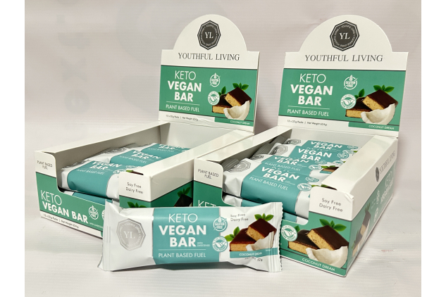 Youthful Living Keto Vegan Snack – Coconut Dream | 24 x 52g | Vegan, Gluten Free, Soy & Dairy Free | High Fibre