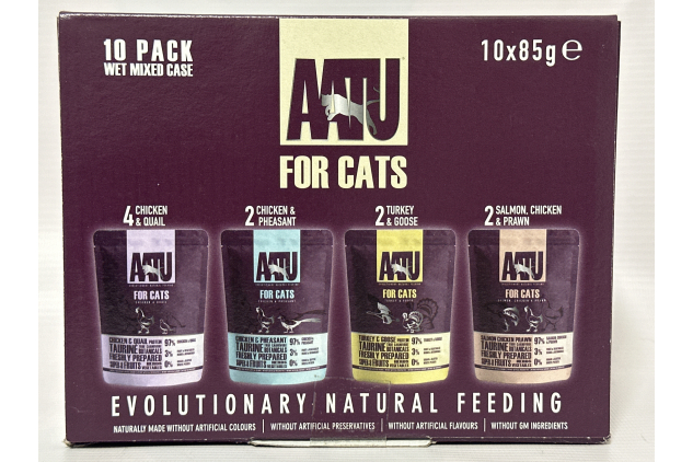 AATU Wet Cat Food 10 x 85g – 97% Meat, Grain-Free, Complete Natural Pouches