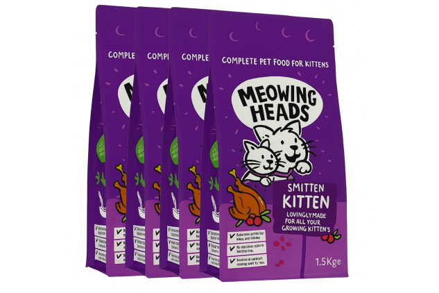Meowing Heads Smitten Kitten Dry Cat Food 6kg (4 x 1.5kg) | Bulk Buy Deal | Vet Approved | Complete Grain-Free Nutrition
