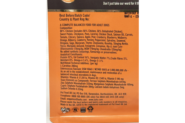 AATU 80/20 Chicken Dry Dog Food – 6kg (6 × 1 kg) | High Protein | Grain-Free | Natural Ingredients | PAST BBE