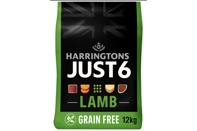 Harringtons Just 6 Grain Free Dry Dog Food Lamb & Veg 12kg – Hypoallergenic, Natural, with Fresh Baked Bites