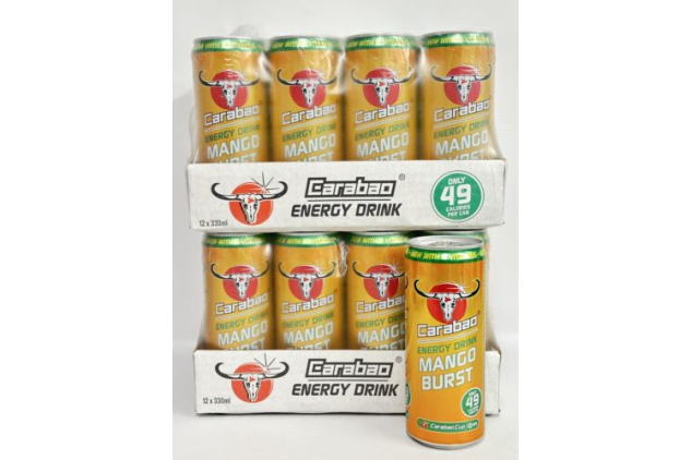 Carabao Energy Drink Mango Burst Flavour 24 X 330ml Cans Low Calorie