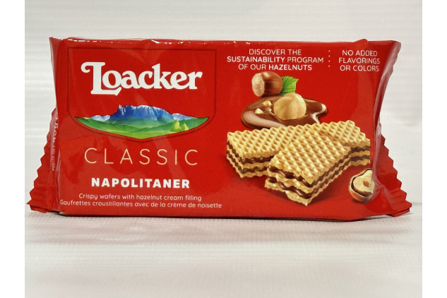 Loacker Classic Napolitaner – Hazelnut Cream Wafers – 12 x 45g Bars – Crispy & Delicious Snack