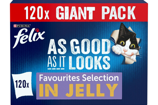 FELIX As Good As It Looks Wet Cat Food Favourites in Jelly – 120 × 85 g Pouches | Complete Nutrition | Damaged Outer Box Packaging