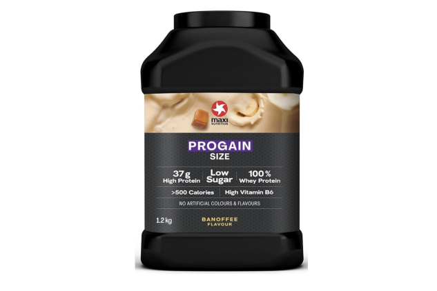 MaxiNutrition Progain Banoffee Whey Protein Powder Sports Supplement Shake for Size & Mass 1.2kg 10 Servings