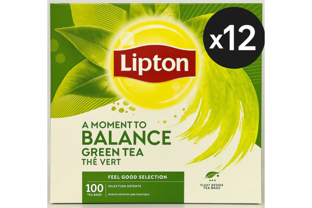 Lipton A Moment to Balance Green Tea – 1,200 Enveloped Tea Bags (12 x 100) – Feel Good Selection – Bulk Buy Deal