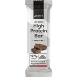 Amfit Low Sugar High Protein Bars – Dark Chocolate & Raspberry Flavour, 60g, Pack of 12 | 19.9g Protein Snack