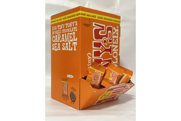 Tony’s Chocolonely Tiny Tony’s Milk Caramel Sea Salt Gift Box – 900g | 100 X Mini Belgian Chocolates, Fairtrade, Vegetarian