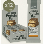 Amfit Low Sugar High Protein Bars – Chocolate Caramel – 12 × 60g – 19.6g Protein – Low Carb Snack for Fitness, Recovery & On-the-Go Fuel