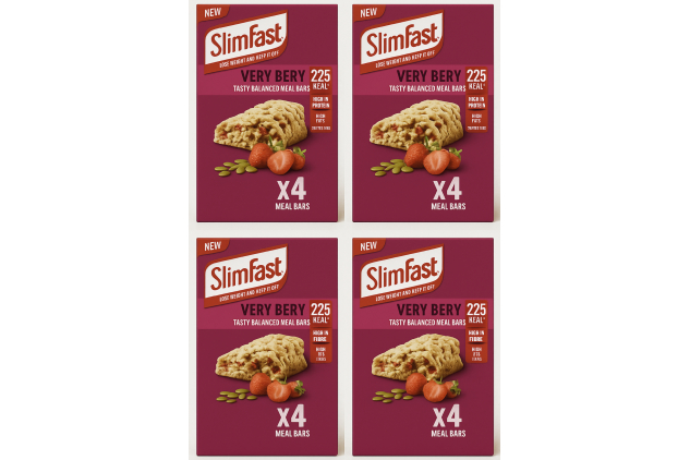 SlimFast Meal Replacement Bars Very Berry - High Protein, Low Calorie Snack for Weight Loss, 16 x 60g Multipack with 23 Vitamins & Minerals