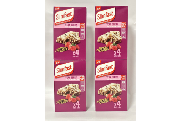 SlimFast Meal Replacement Bars Very Berry - High Protein, Low Calorie Snack for Weight Loss, 16 x 60g Multipack with 23 Vitamins & Minerals