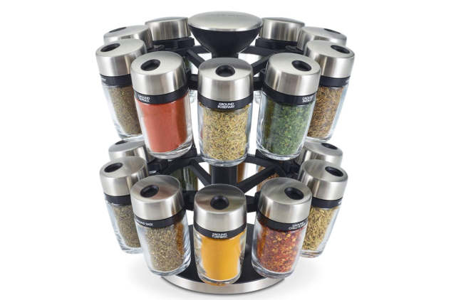 Cole & Mason Rotating Spice Rack – 20 Glass Jars with Herbs & Spices Included
