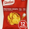 SlimFast Protein Crisps Sea Salt – Low-Calorie Healthy Snack (94 Calories, 7.4g Protein) – High-Protein Popped Soy & Potato Chips for Weight Loss – 12 x 23g Multipack
