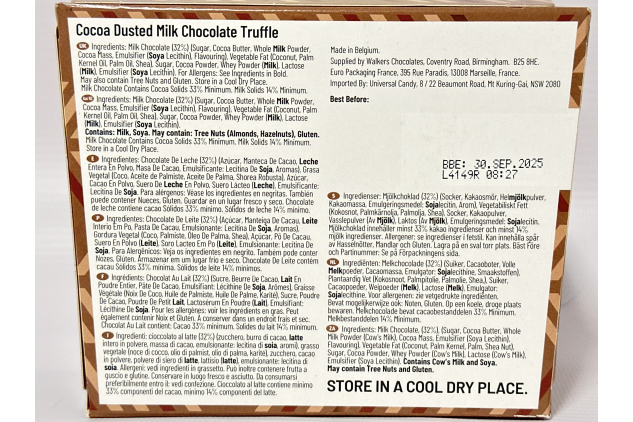 Walkers Chocolates Belgian Chocolate Dusted Truffles – 12 x 150g Gift Boxes