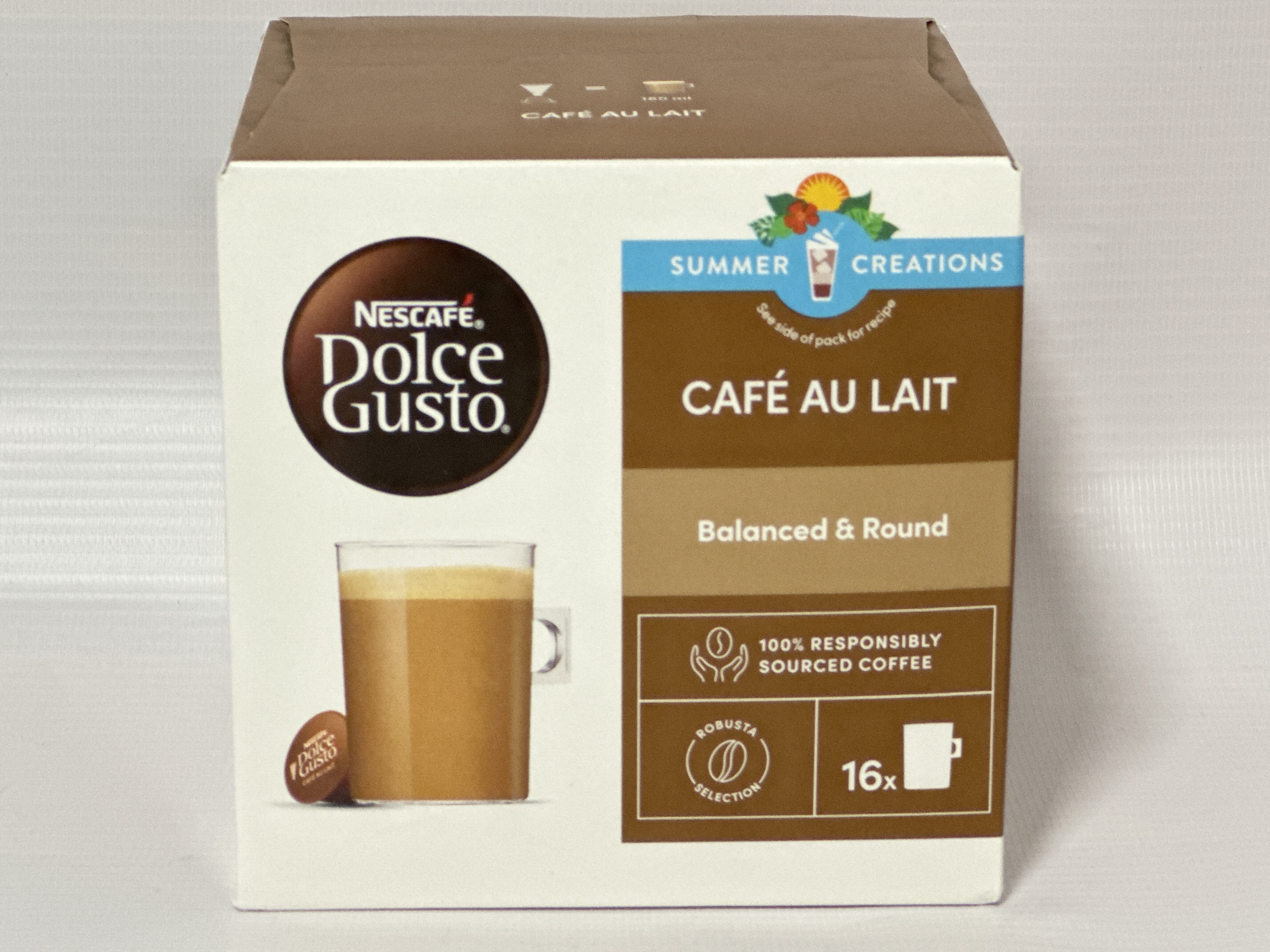 Café Au Lait Coffee Pods – 16 Capsules – Dolce Gusto Compatible