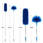 Ceiling Fan Duster with Extension Pole, Cobweb & Corner Brush Cleaning Kit w 2 Duster Heads for Cleaning,15-100 Inch Long Handle Aluminum Telescoping Pole, Washable（Blue）