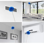 Ceiling Fan Duster with Extension Pole, Cobweb & Corner Brush Cleaning Kit w 2 Duster Heads for Cleaning,15-100 Inch Long Handle Aluminum Telescoping Pole, Washable（Blue）