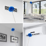 Ceiling Fan Duster with Extension Pole, Cobweb & Corner Brush Cleaning Kit w 2 Duster Heads for Cleaning,15-100 Inch Long Handle Aluminum Telescoping Pole, Washable（Blue）
