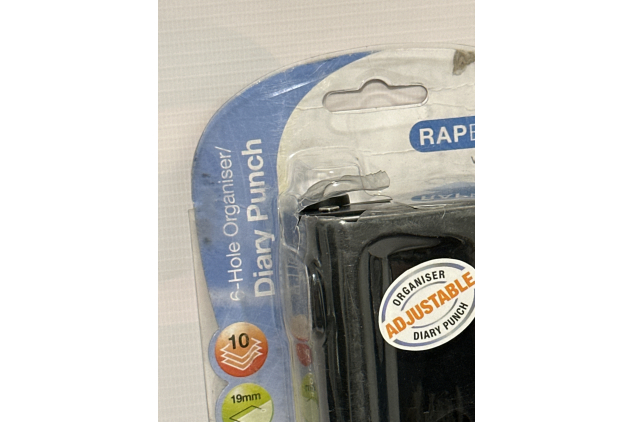 Rapesco 1342 Adjustable 6-Hole Organiser/Diary Punch, 10 Sheet Capacity, Black | DAMAGED OUTER PACKAGING