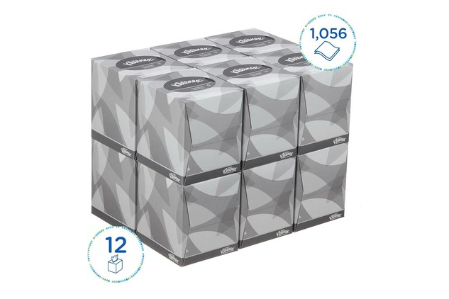 Kleenex 8834 Facial Tissues 2-Ply Soft Strong 12x88 (1056) White Fragrance-Free
