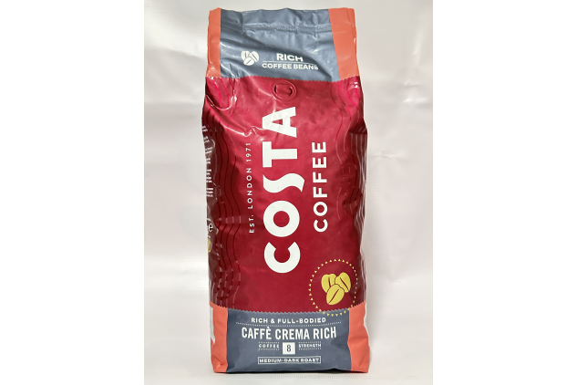 Costa Coffee Beans 1KG - Caffè Crema Rich | Medium-Dark Roast Whole Beans | Intensity 8/12