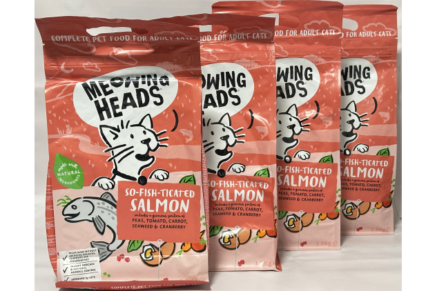 Meowing Heads So-Fish-Ticated Salmon Complete Dry Adult Cat Food 6KG (4 X 1.5kg Bags)
