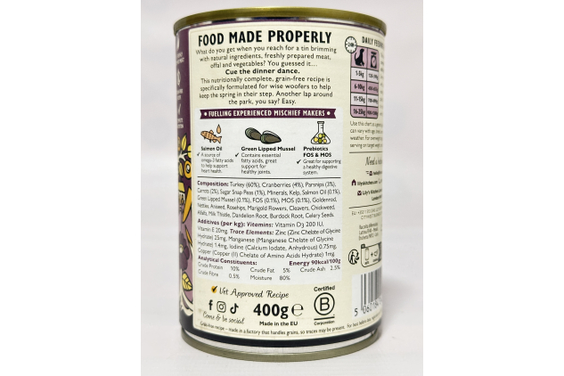 Lily’s Kitchen Senior Wet Dog Food – Natural Grain-Free Recipe with Turkey | 24 x 400g (6 x 4 Packs)