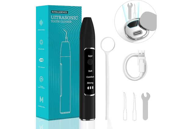 Teeth Cleaning, 3 Modes Teeth Stain Eraser Teeth Polishing Cleaning Kit Cleaning Eraser, 3 Heads - Black