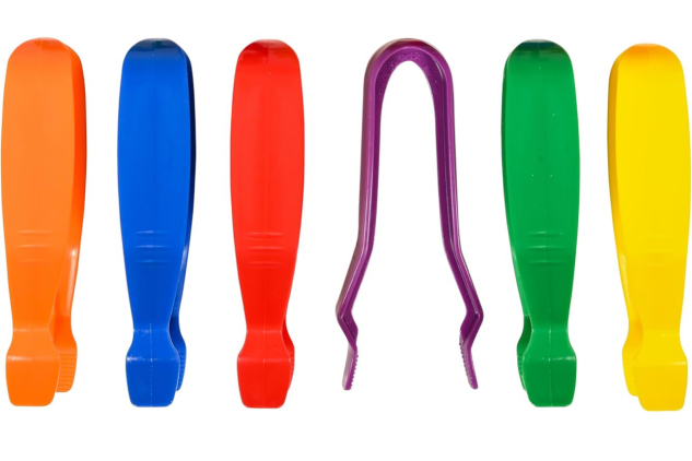Jumbo Tweezers - Set of 10 - Ages 18m Plus - 6 Colours - Plastic Tweezers for Kids - Toddler Tongs for Fine Motor Skills and Sensory Bins