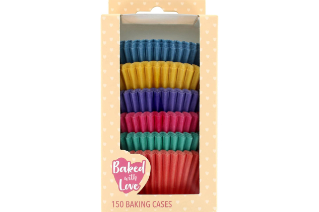 Brights Cupcake Cases, 50mm Baking Cups, Red, Blue, Green, Yellow, Purple, Orange, Greaseproof Paper Cases for Muffins and Cupcakes, Pack of 150