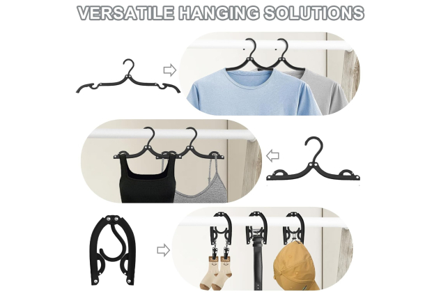 24 Pcs Travel Hangers - Portable Folding Clothes Hangers Travel Accessories Foldable Clothes Drying Rack for Travelling (Black)