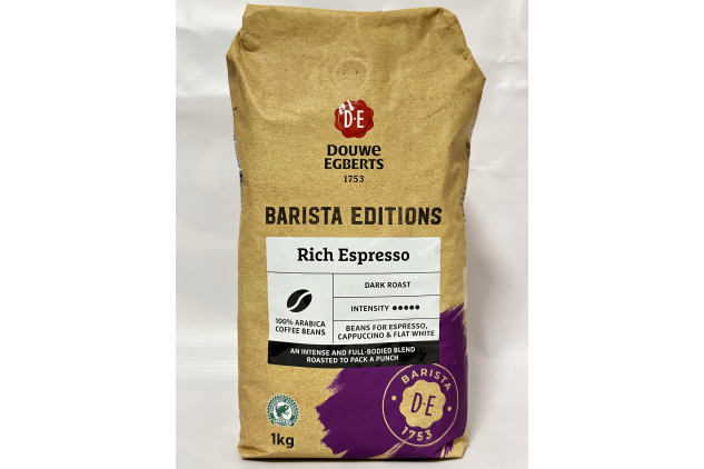 Douwe Egberts Rich Espresso Coffee Beans – Dark Roast Barista 1kg Bag