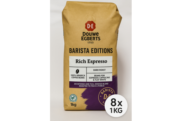 Douwe Egberts 8KG Barista Dark Roast Espresso Coffee Beans – 8 x 1kg Bags | BULK BUY DEAL