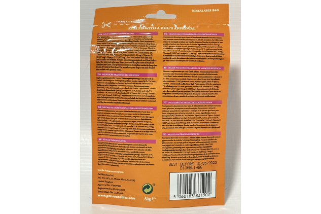 Pet Munchies Wild Salmon Dog Training Treats – 50g (Pack of 8) Grain-Free, Natural, Real Meat Training Bites