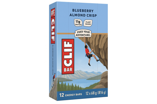 Clif Energy Bars – Blueberry Almond Crisp, Plant-Based Protein, 12 x 68g