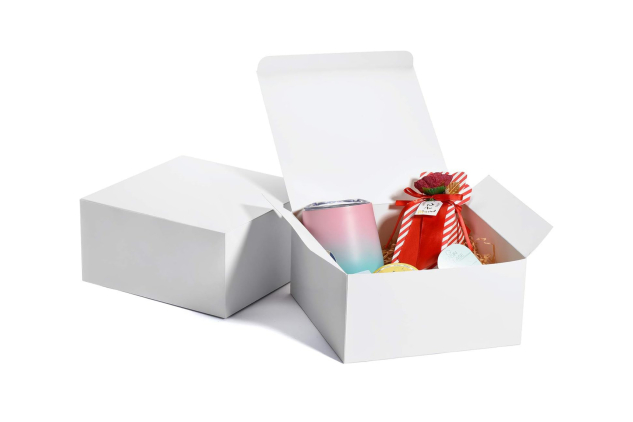 White Gift Boxes with Lids 20x20x10cm – 25 Pack | Kraft Cardboard for Weddings & Crafts