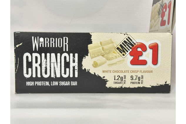 Warrior Crunch Mini Protein Bars 24 x 32g – White Chocolate | 9g+ Protein, Low Sugar Snack
