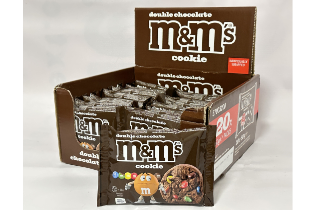 M&M’s Double Chocolate Cookies 50g – Box of 20 | Individually Wrapped Snack Cookie
