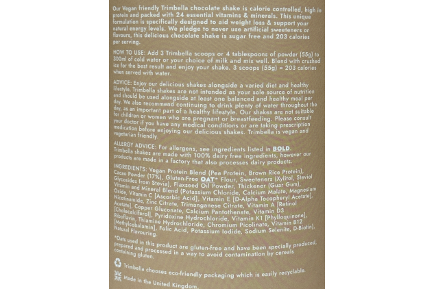 TrimBella Chocolate Meal Replacement Shake 6 x 660g | 72 Servings | High Protein & Vegan