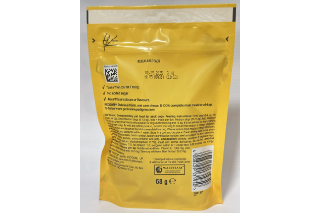 Pedigree Dentastix Chewy Chunx Slices – Beef Flavour – Dog Treats – 5 x 68g Packs