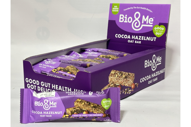 Bio & Me Gut-Loving Cocoa Hazelnut Oat Bars – 18 × 38g – High Fibre Vegan Snack – Good for Your Gut, No Added Sugar
