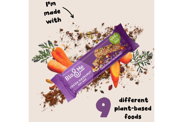 Bio & Me Gut-Loving Cocoa Hazelnut Oat Bars – 18 × 38g – High Fibre Vegan Snack – Good for Your Gut, No Added Sugar